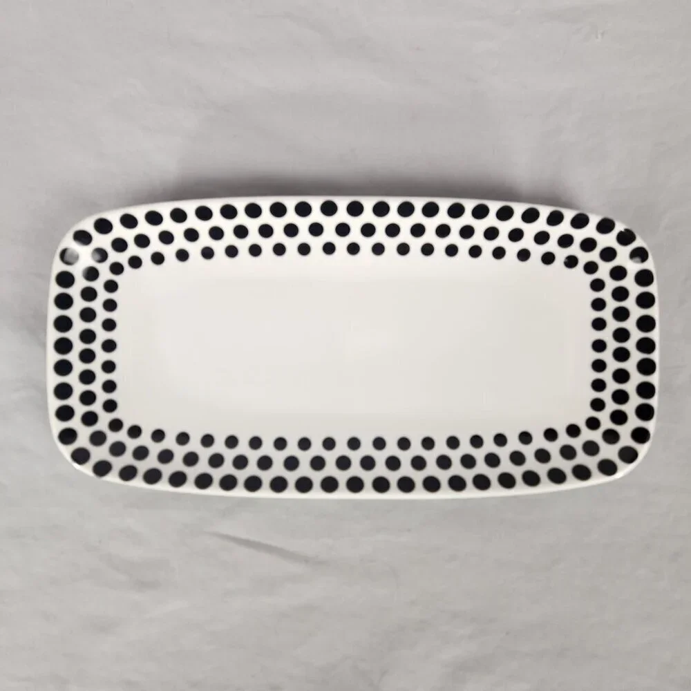 Tar Hong Rectangle Sushi Plates Set of 4 Black White Melamine Dishwasher Safe